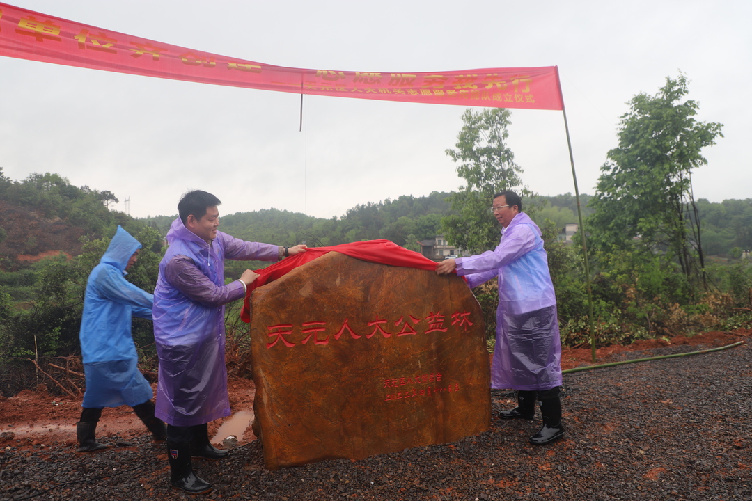 雨中添新绿?天元区人大机关志愿服务先锋队成立