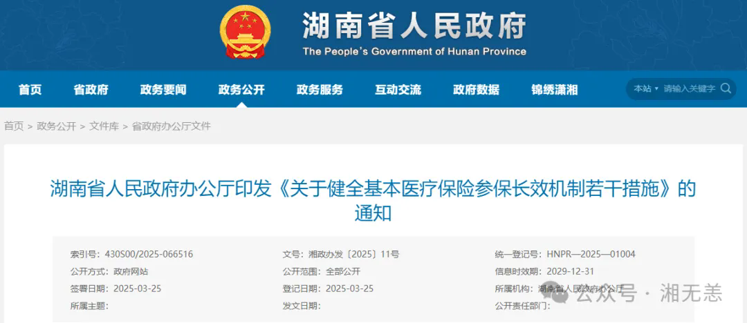 湖南省人民政府办公厅印发《关于健全基本医疗保险参保长效机制若干措施》的通知（全文）