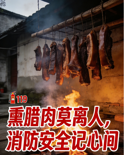 腊味虽好吃  熏制莫离人        ——冬季用火切莫大意